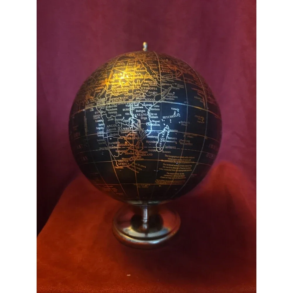 Better Homes & Gardens Black Gold Desk Globe World Map Decorative Accent
